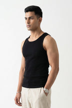 Men's Ribbed Tank Top- Black