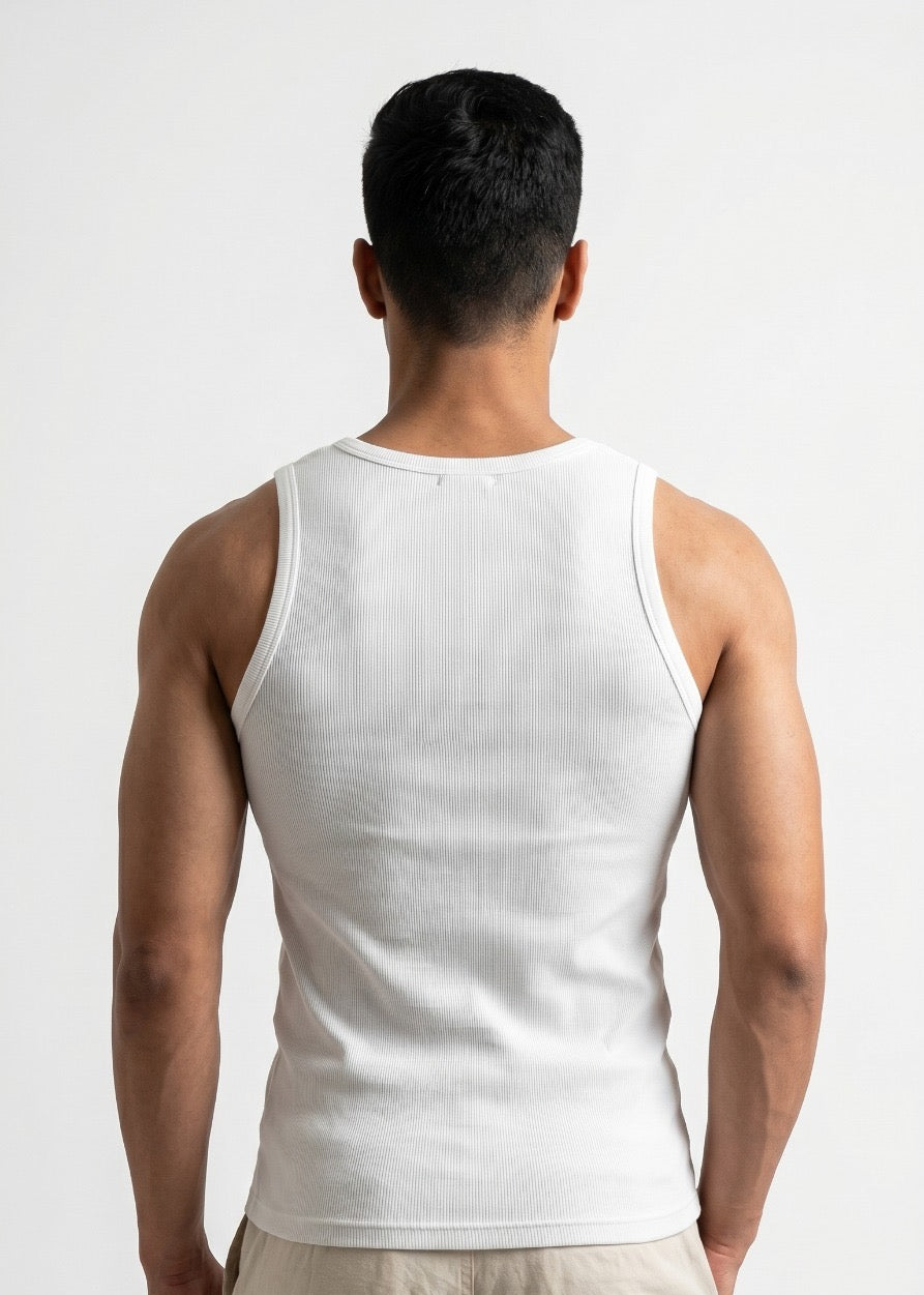 Men's Ribbed Tank Top- White