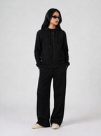 Black Zipper Hoodie Co-ord Set