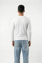 Long Sleeve Ribbed Henley - White - view 2