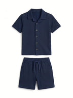 Kids' Cuban Co-ord Set - Navy Blue