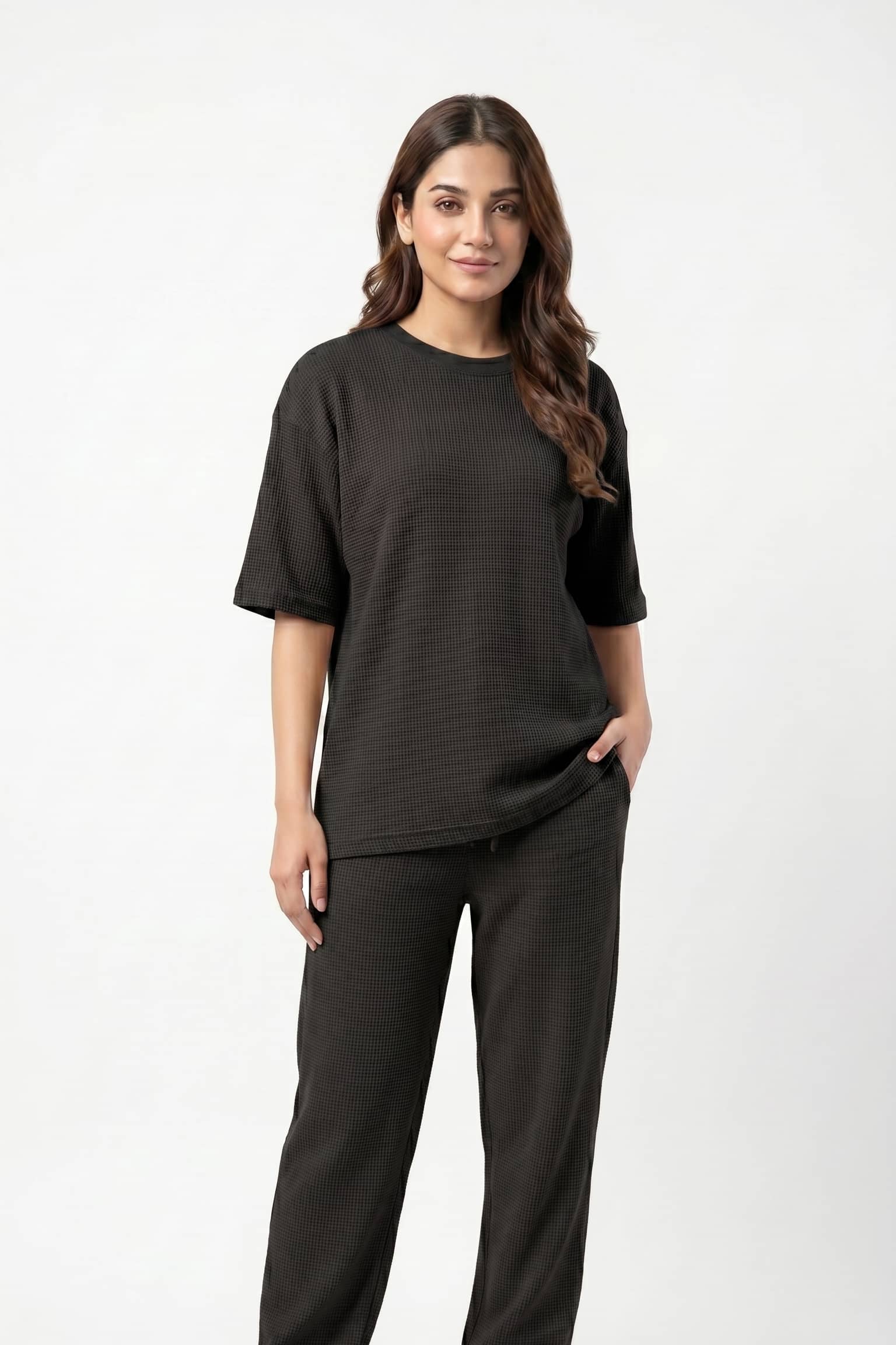 Women's Signature Waffle-Knit Tee | Black