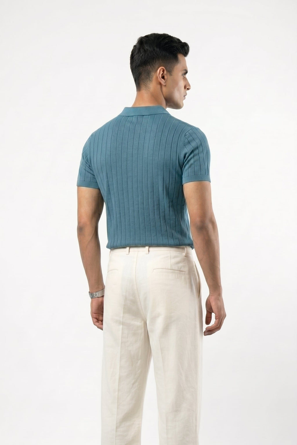 Men's Drop-needle polo-Stone Blue