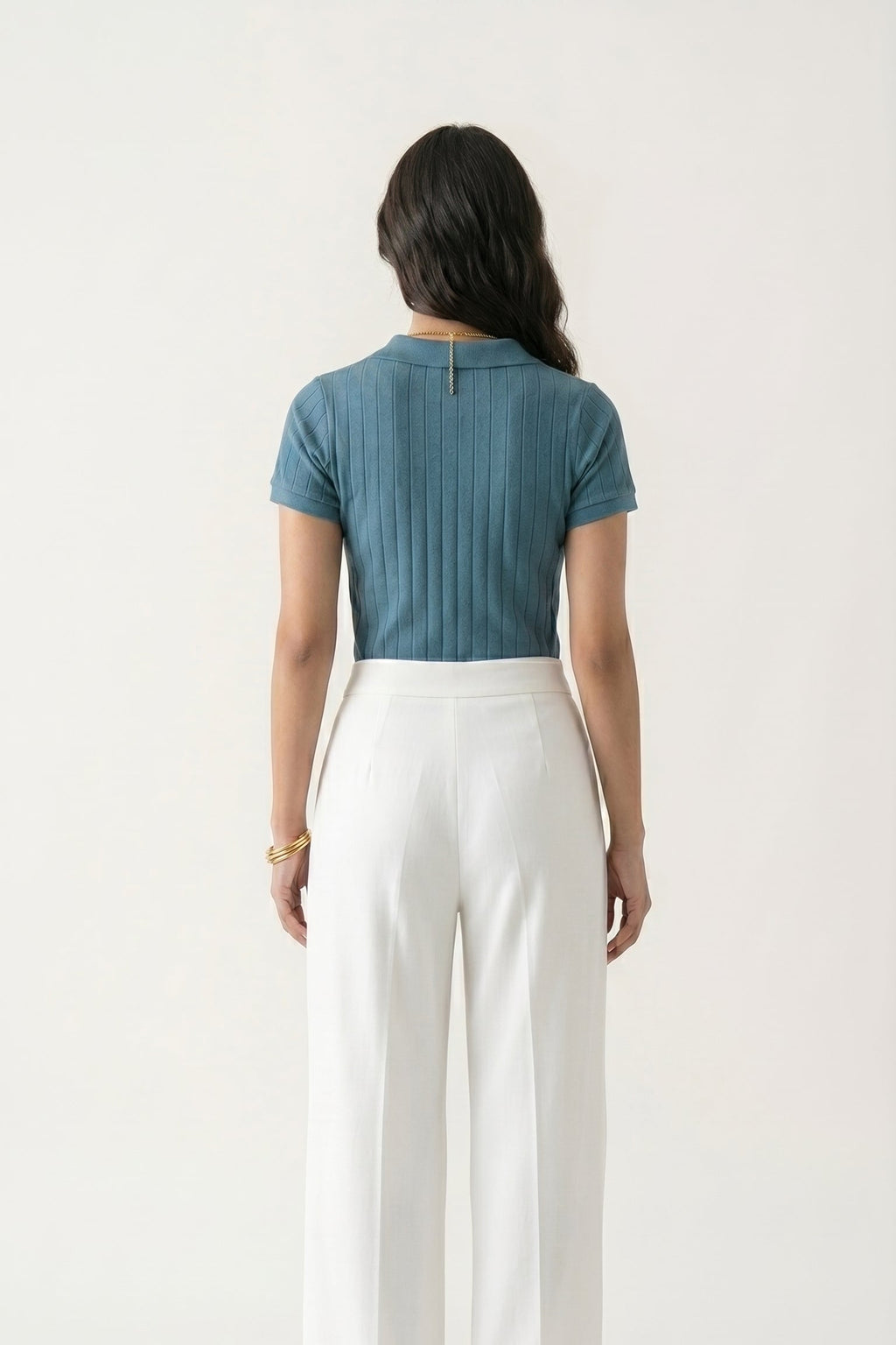 Women's Drop-needle polo-Stone Blue