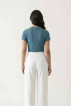 Women's Drop-needle polo-Stone Blue