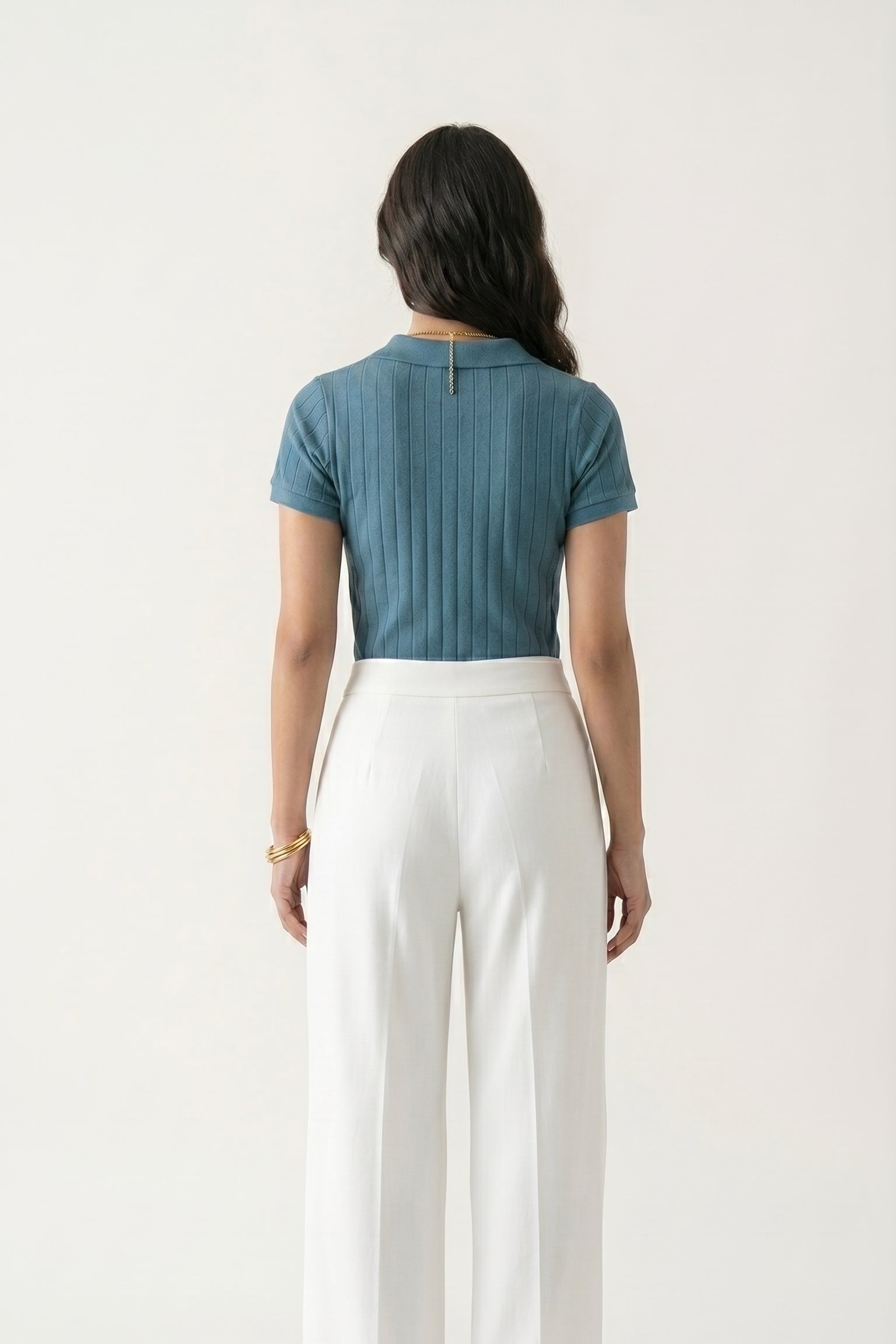 Women's Drop-needle polo-Stone Blue