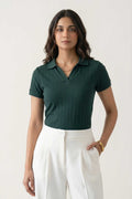 Women's Drop-needle polo-Pine Green