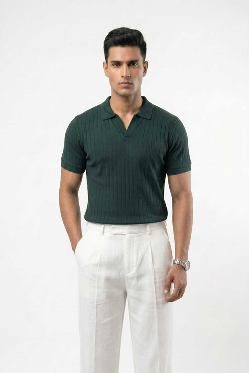 Men's Drop Needle Polo - Pine Green