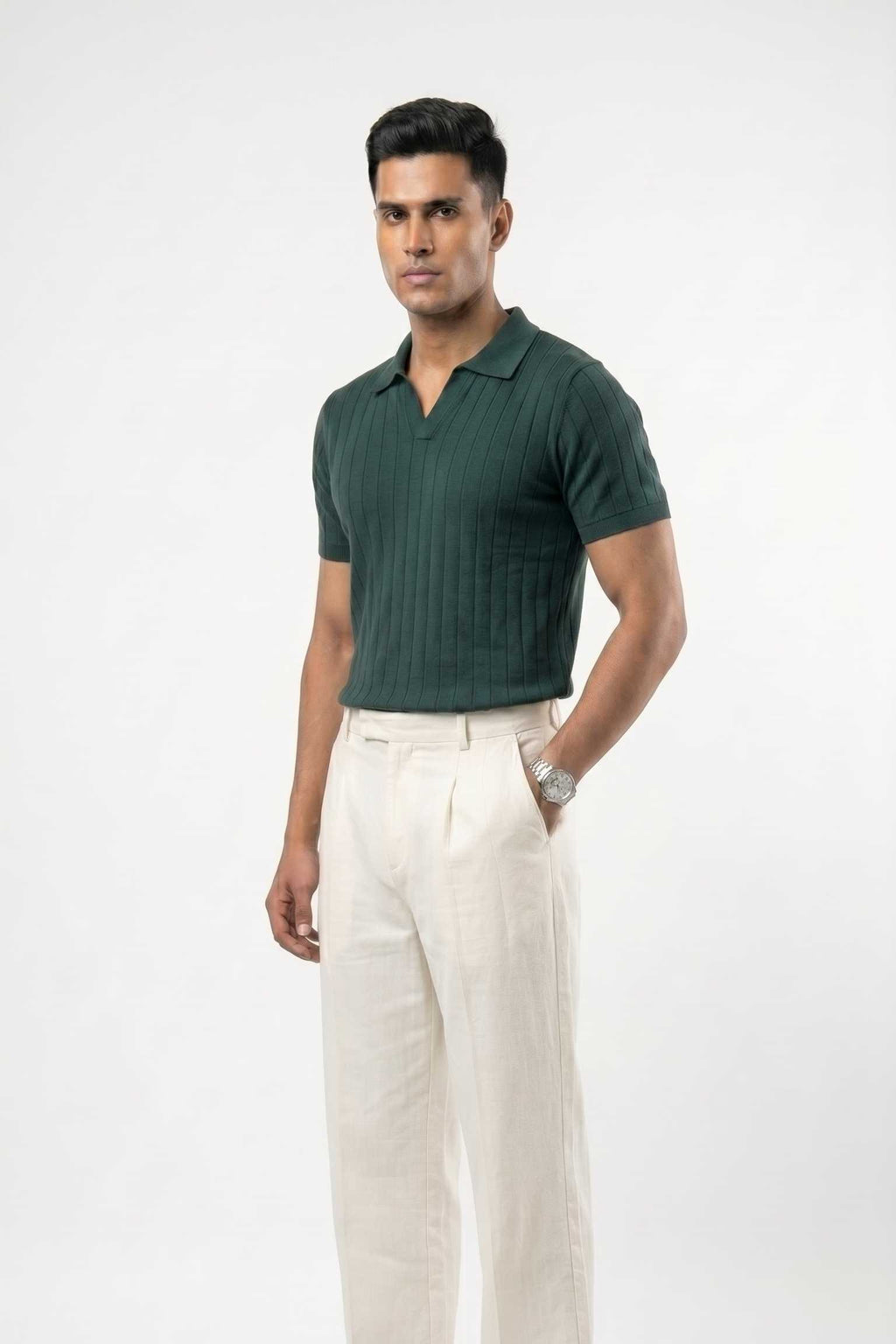 Men's Drop-needle polo-Pine Green