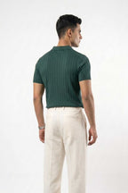 Men's Drop-needle polo-Pine Green