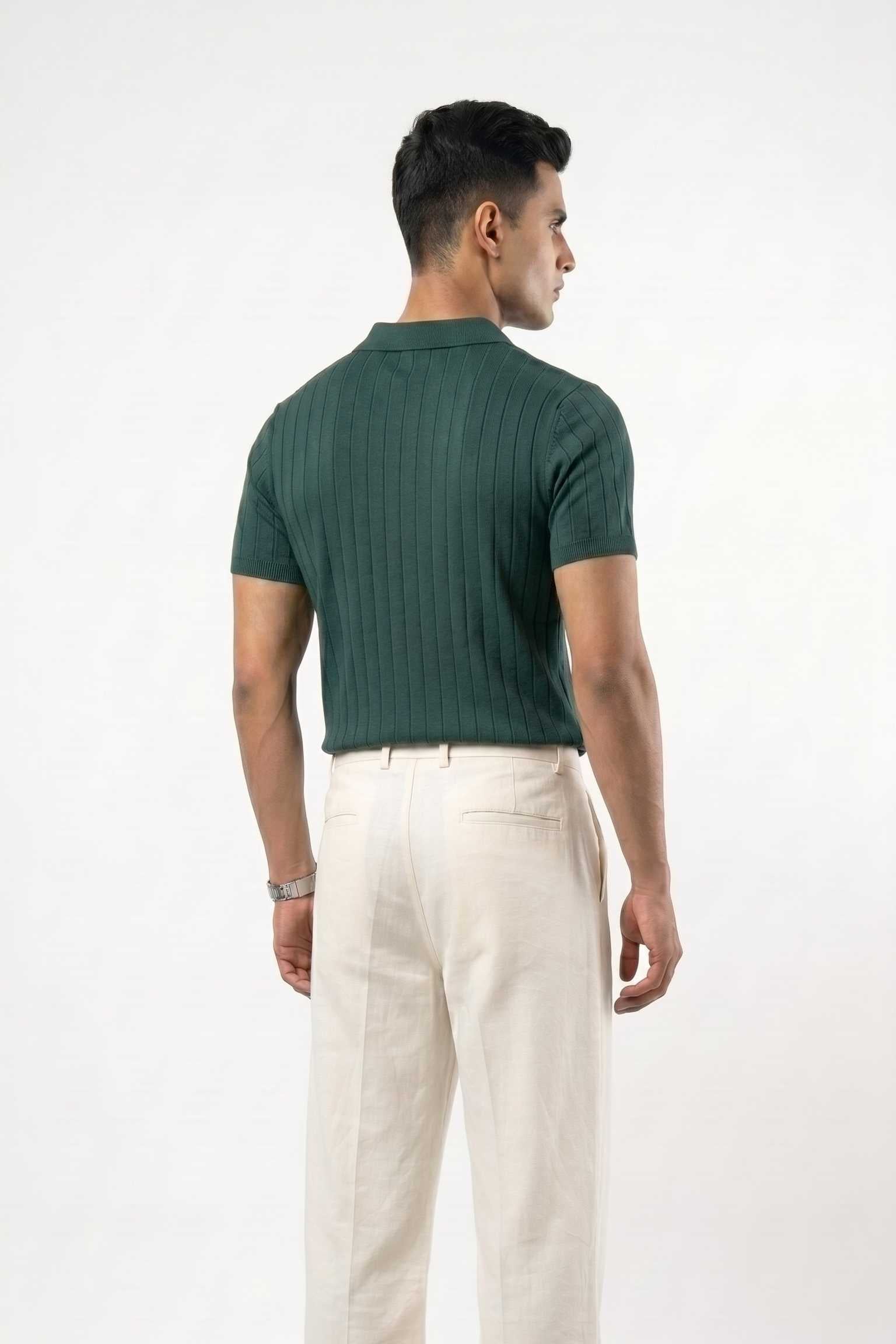 Men's Drop-needle polo-Pine Green
