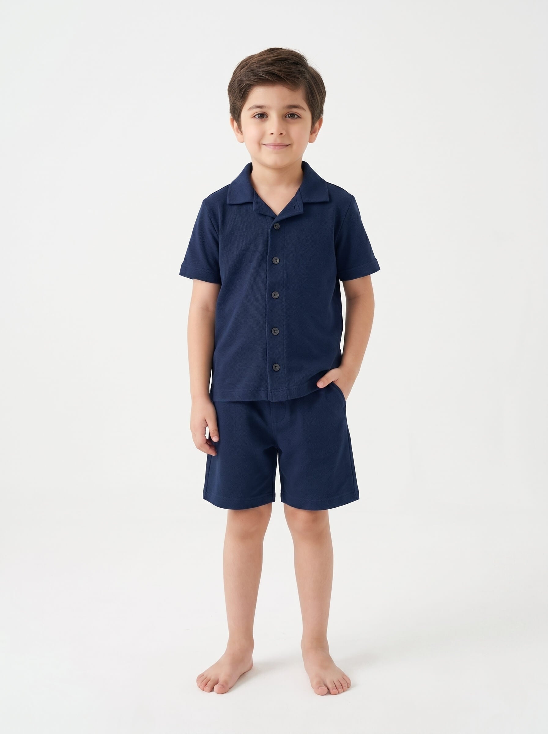 Kids' Cuban Co-ord Set - Navy Blue