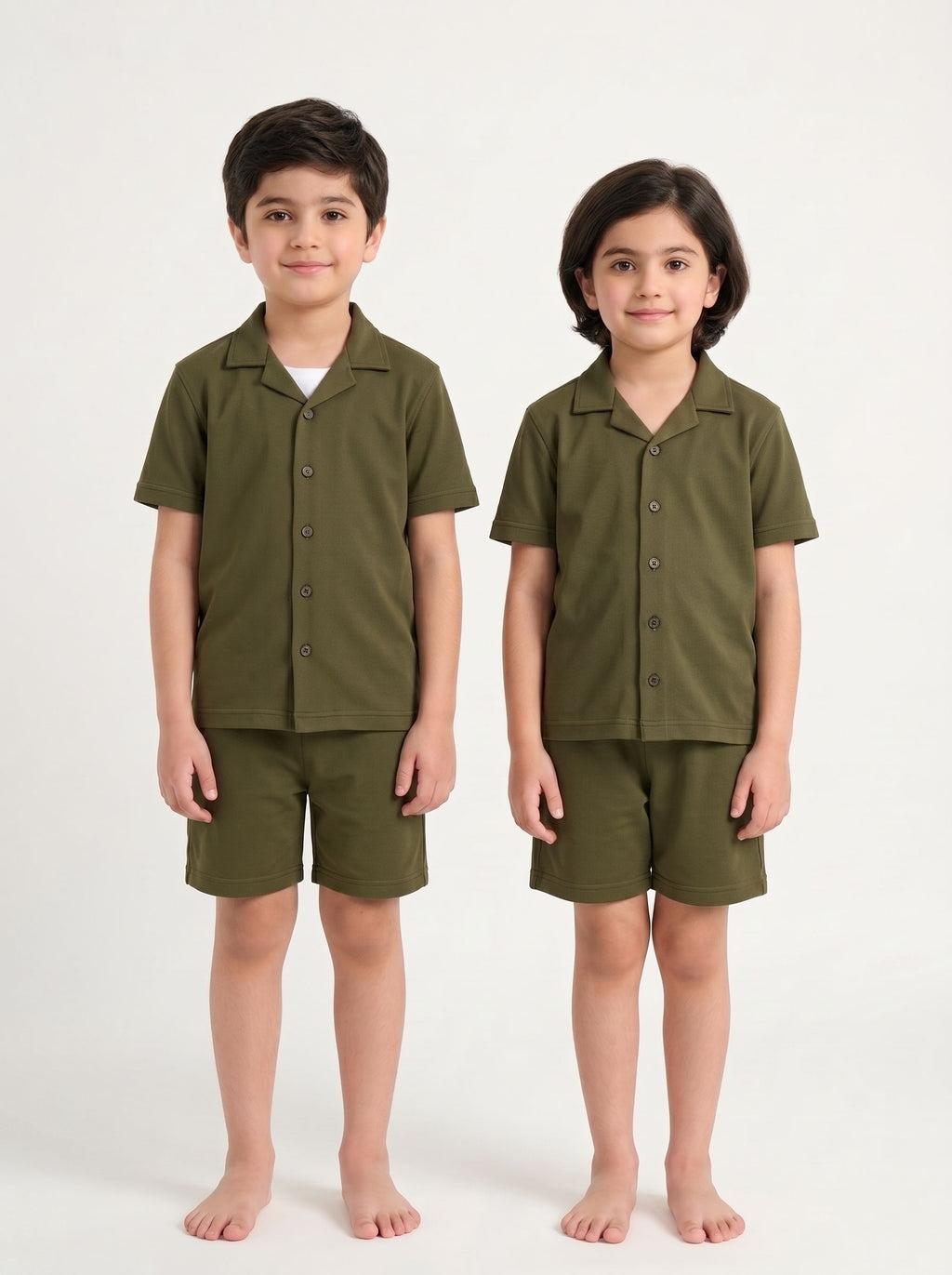 Kids' Cuban Co-ord Set - Olive Green
