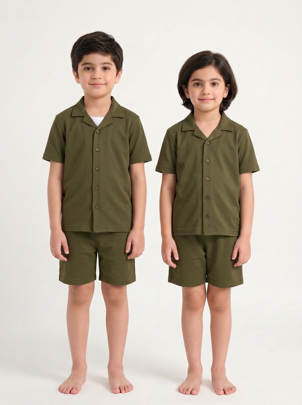 Kids' Cuban Co-ord Set - Olive Green