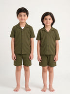 Kids' Cuban Co-ord Set - Olive Green