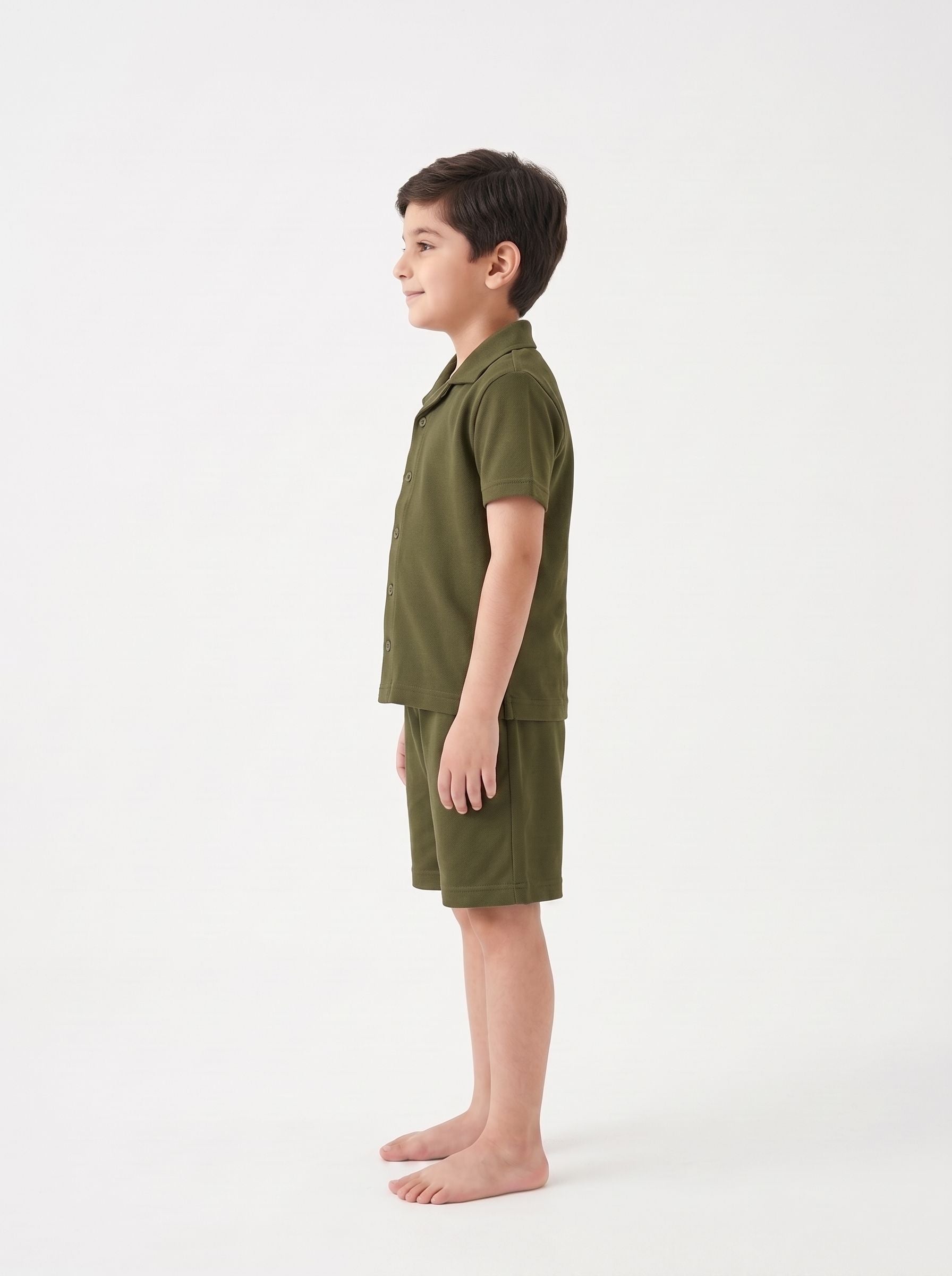Kids' Cuban Co-ord Set - Olive Green