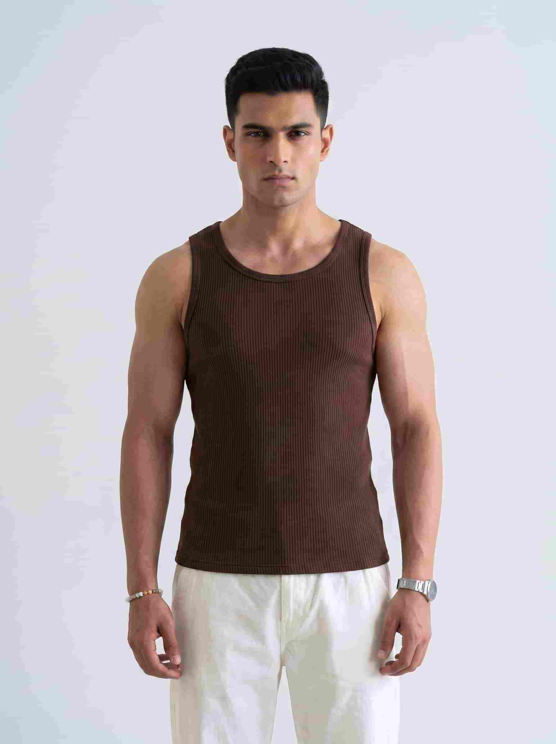 Men's Fitted Ribbed Tank Top - Hazel
