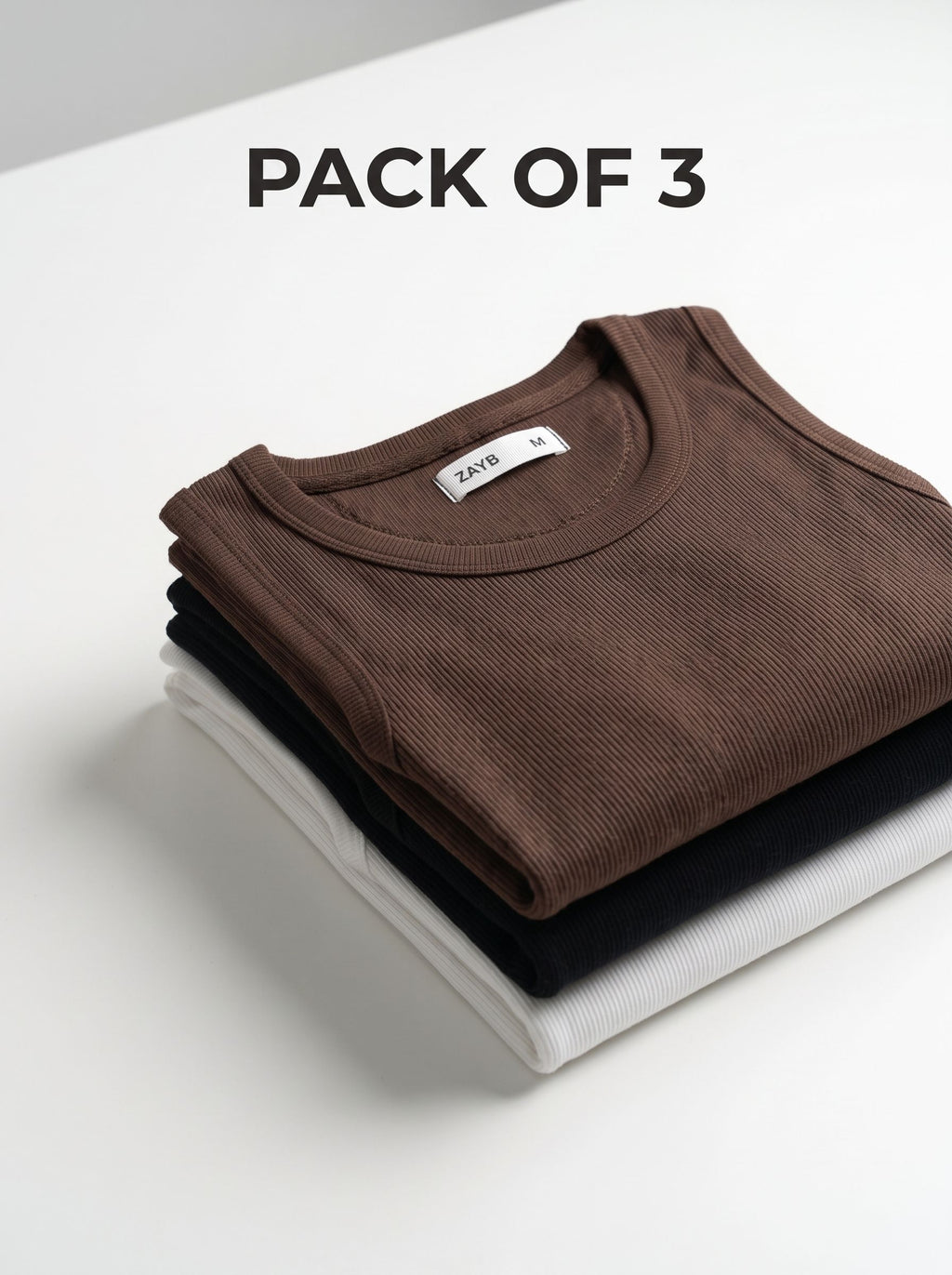 Essential Ribbed Tank Tops — Pack of 3 (Hazel Edition)