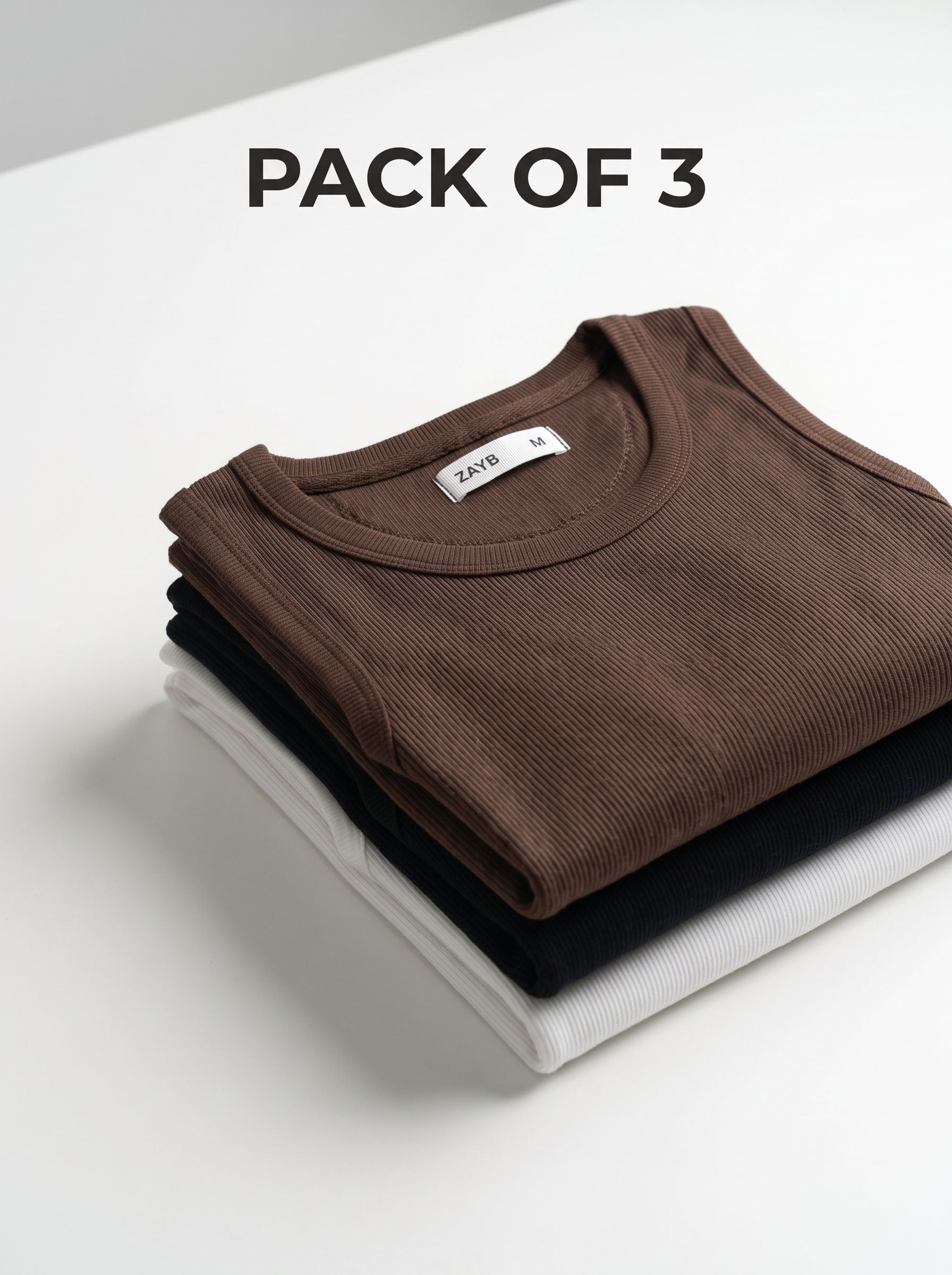 Essential Ribbed Tank Tops — Pack of 3 (Hazel Edition)