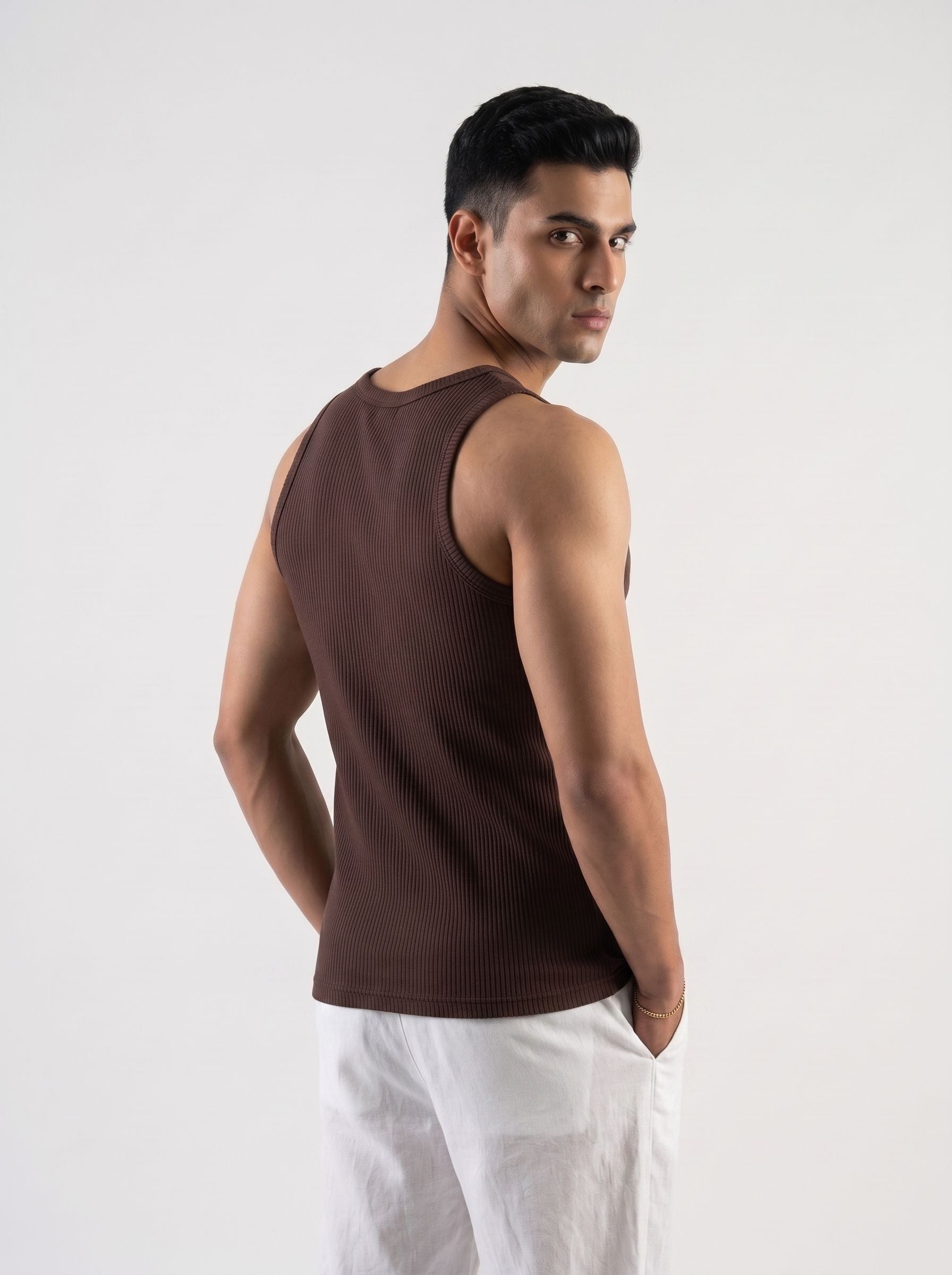 Men's Fitted Ribbed Tank Top - Hazel