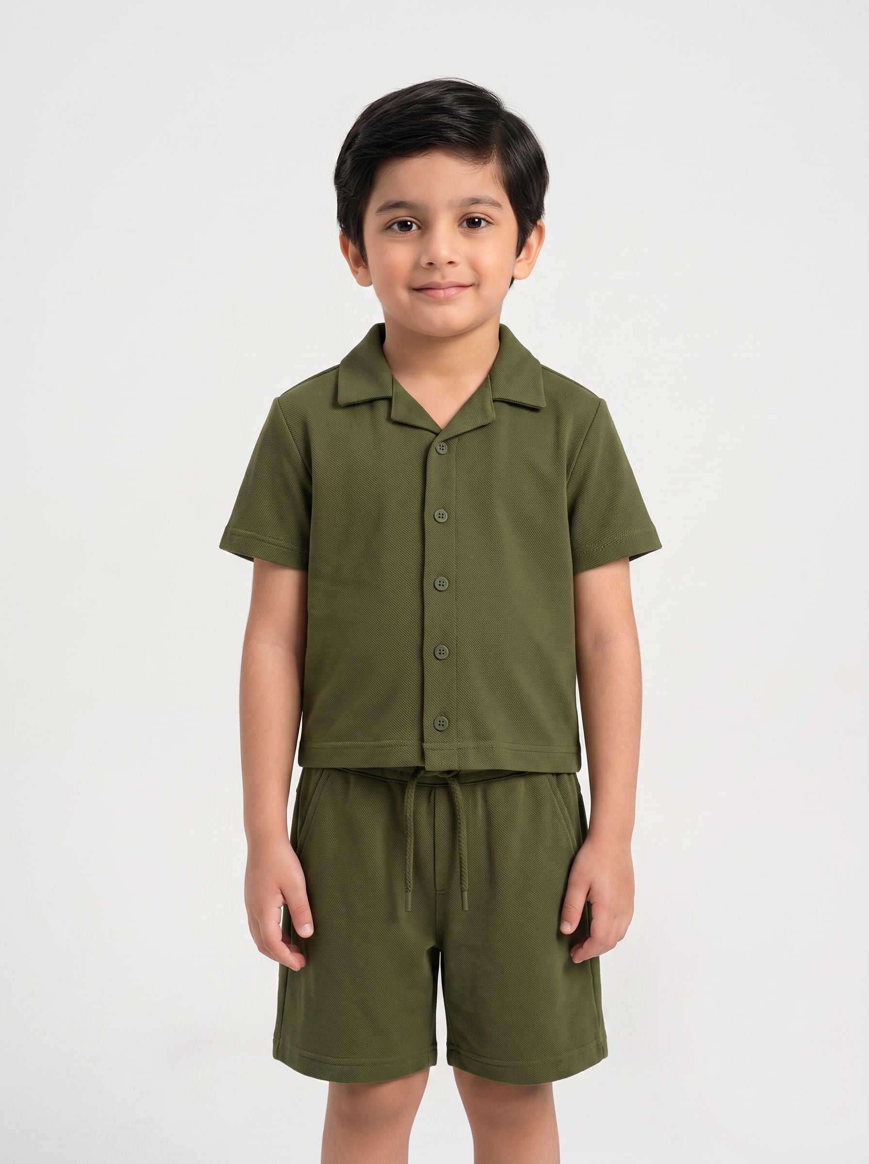Kids' Cuban Co-ord Set - Olive Green