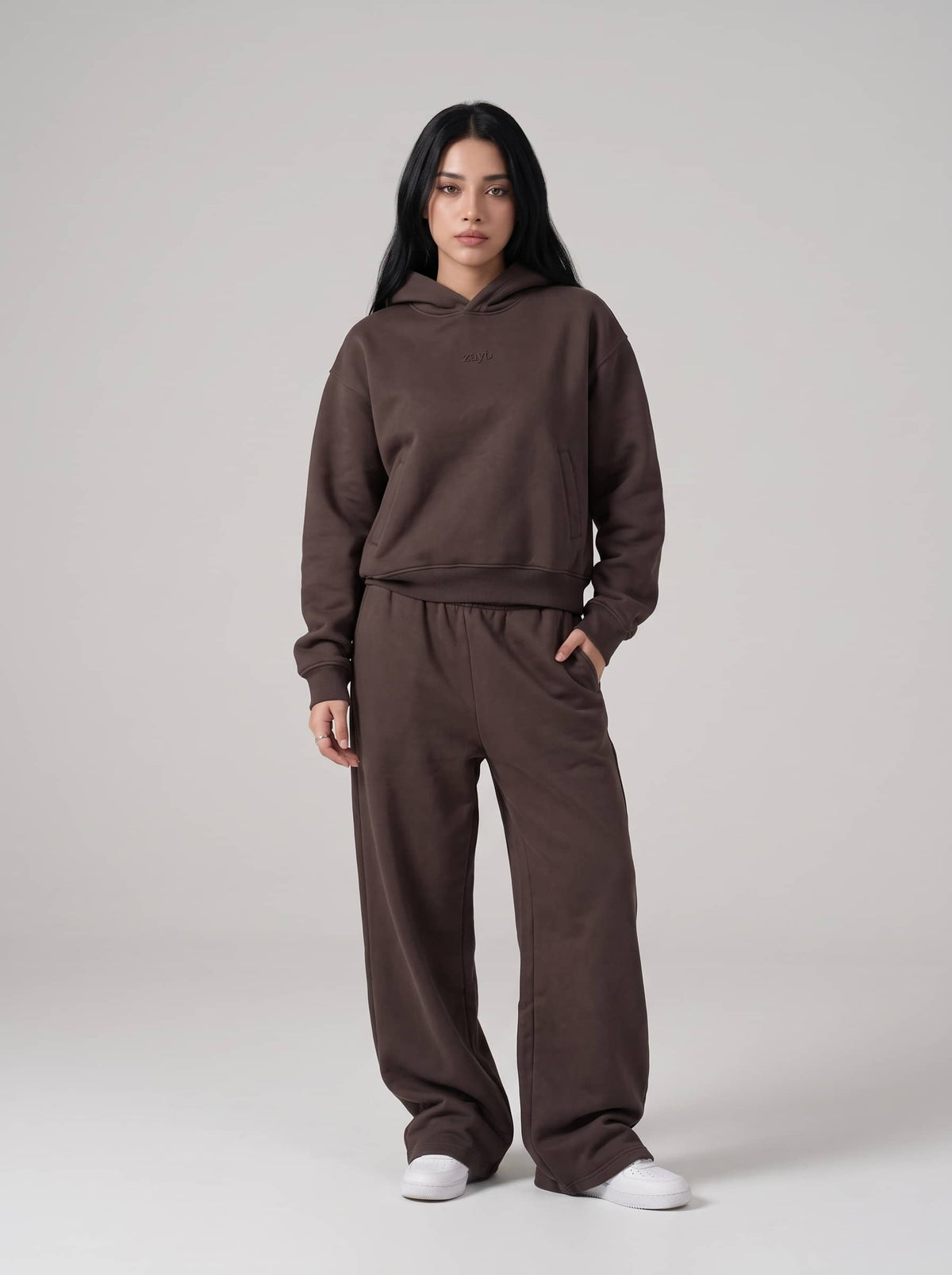 Women's HD Print Hoodie and Trouser in Coffee Bean - Zayb