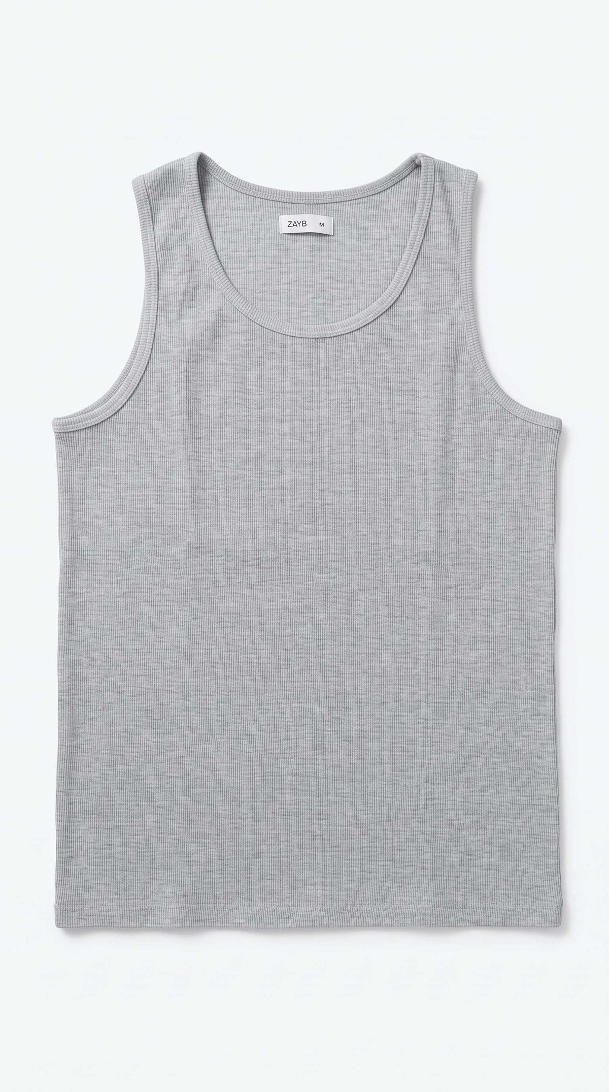 Men's Fitted Ribbed Tank Top - Heather Grey - detail view