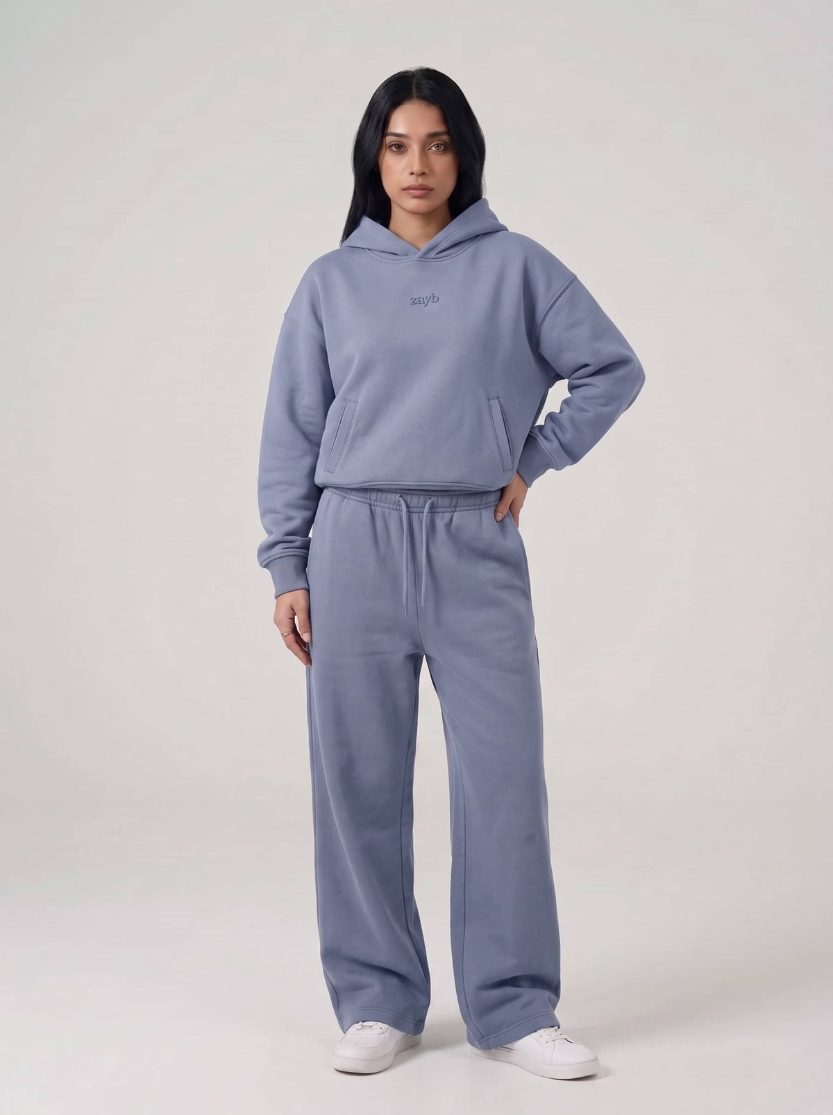 Women's HD Print Hoodie and Trouser in Goosewing Grey - Zayb