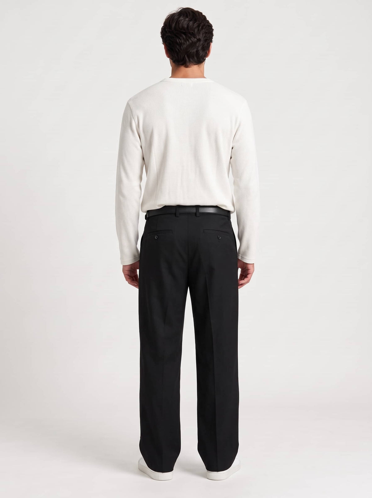 Long Sleeve Ribbed Henley - White
