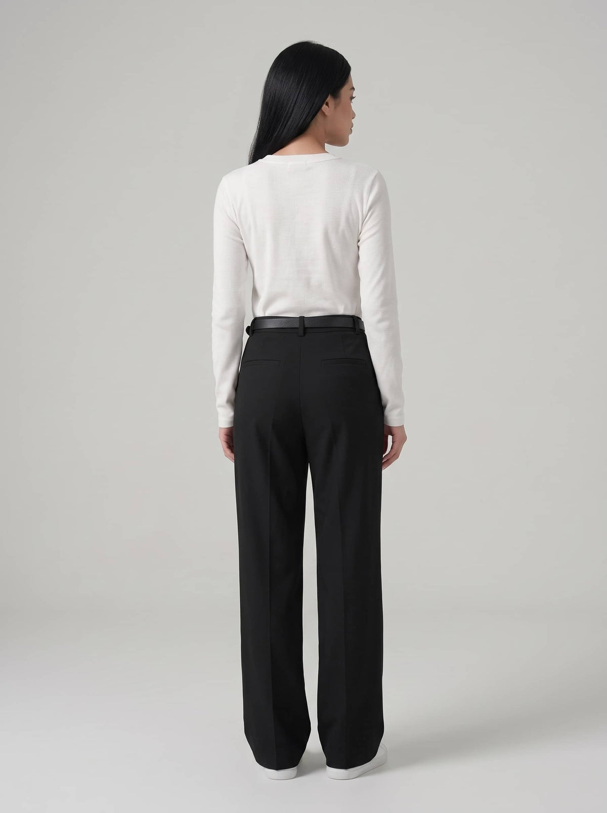 Women's Long Sleeve Ribbed Henley - White