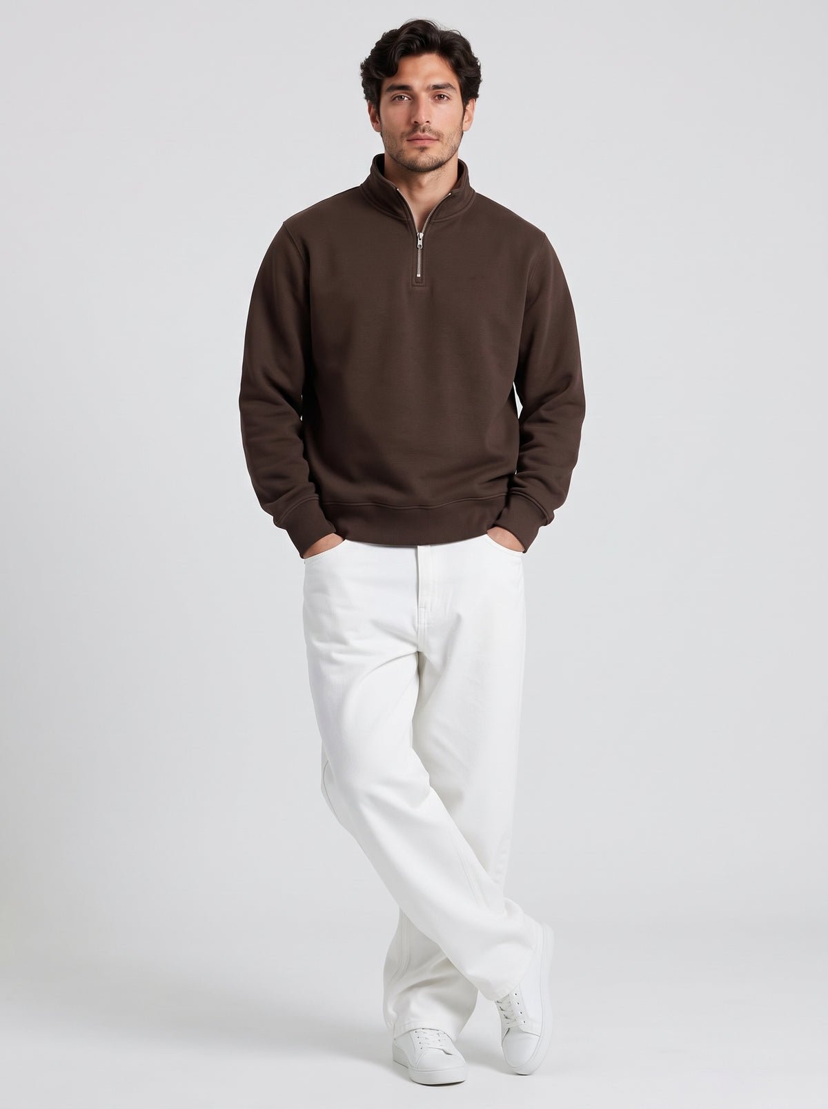 Men's Quarter-Zip in Coffee Bean - Zayb