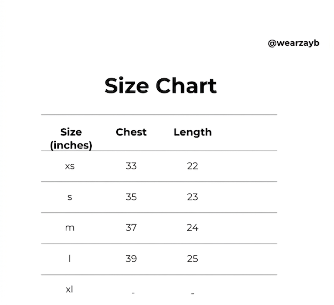 Size chart