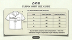 Men's Cuban Collar Shirt size chart