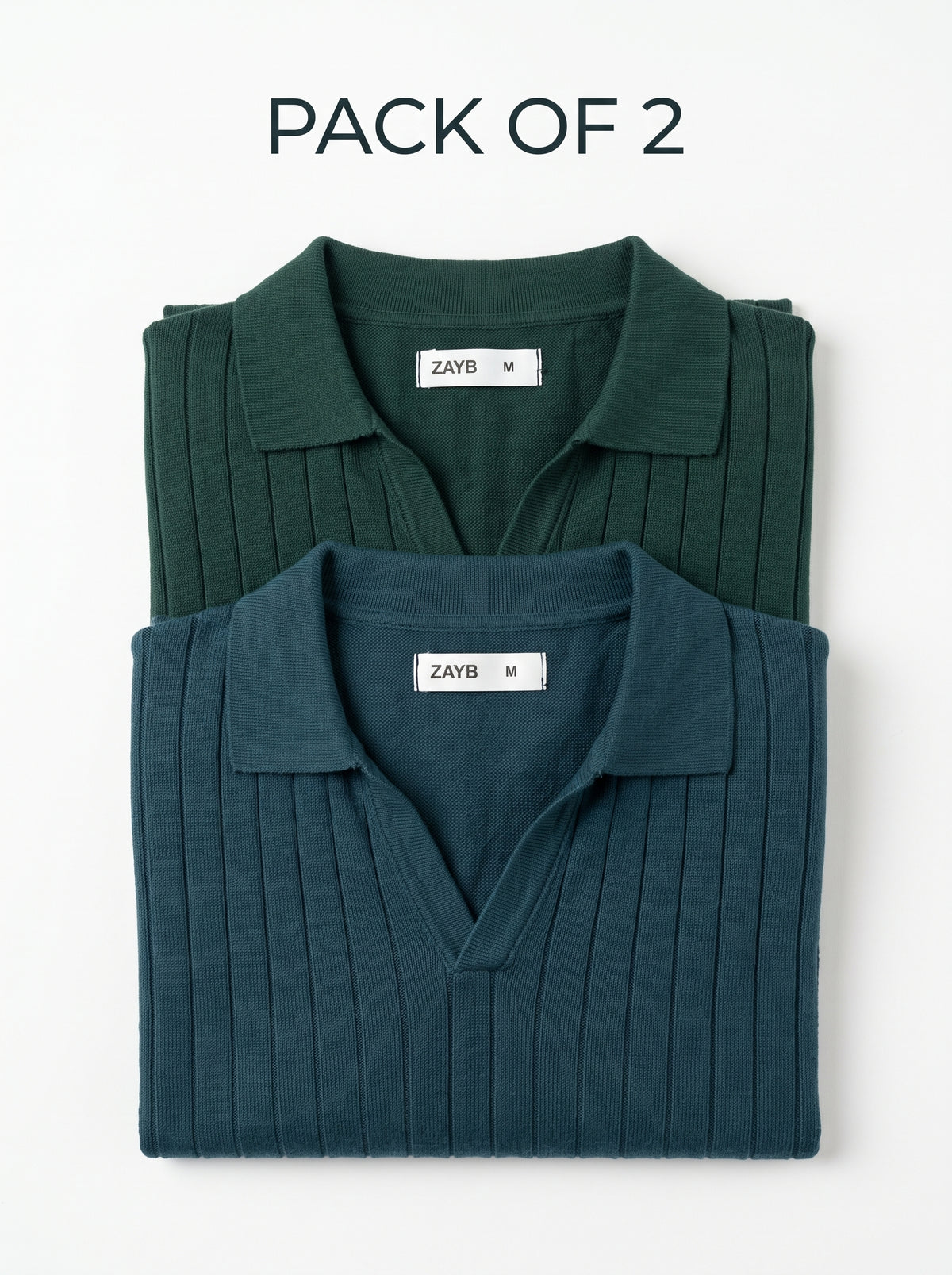 Men's Drop Needle Polos — Pack of 2 (Pine Green, Nordic Blue)