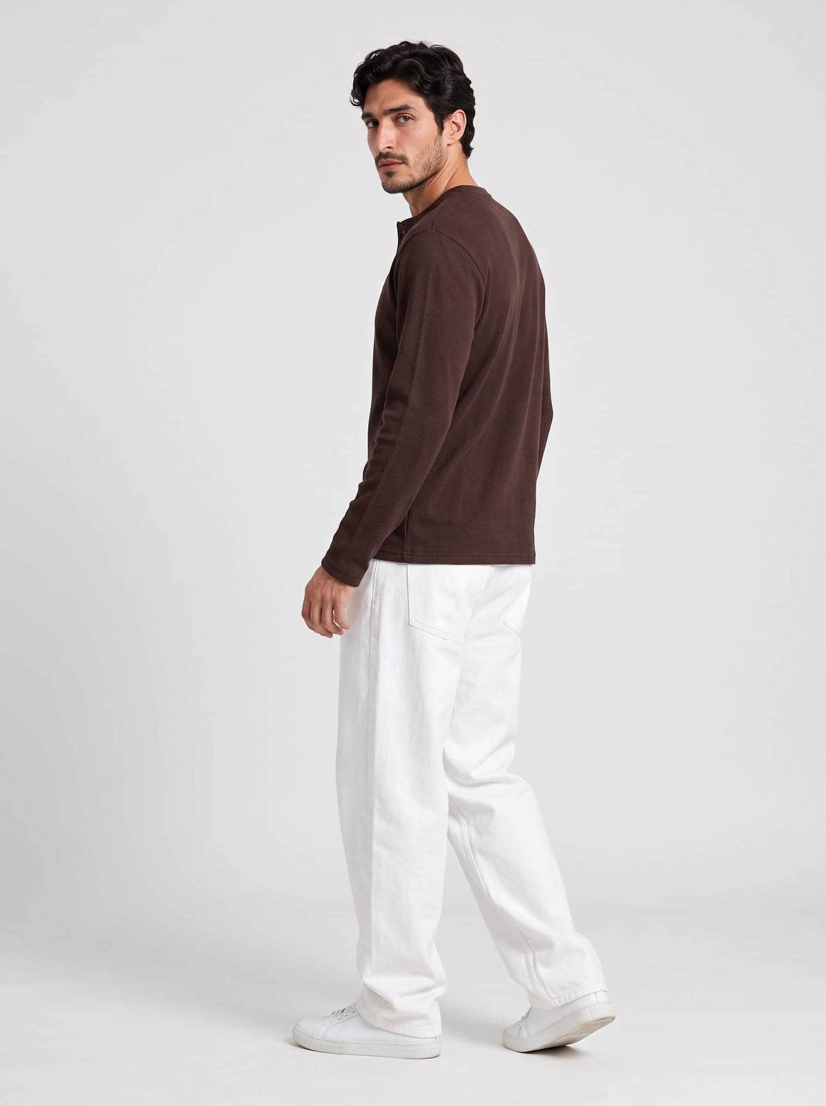 Long Sleeve Ribbed Henley - Hazel