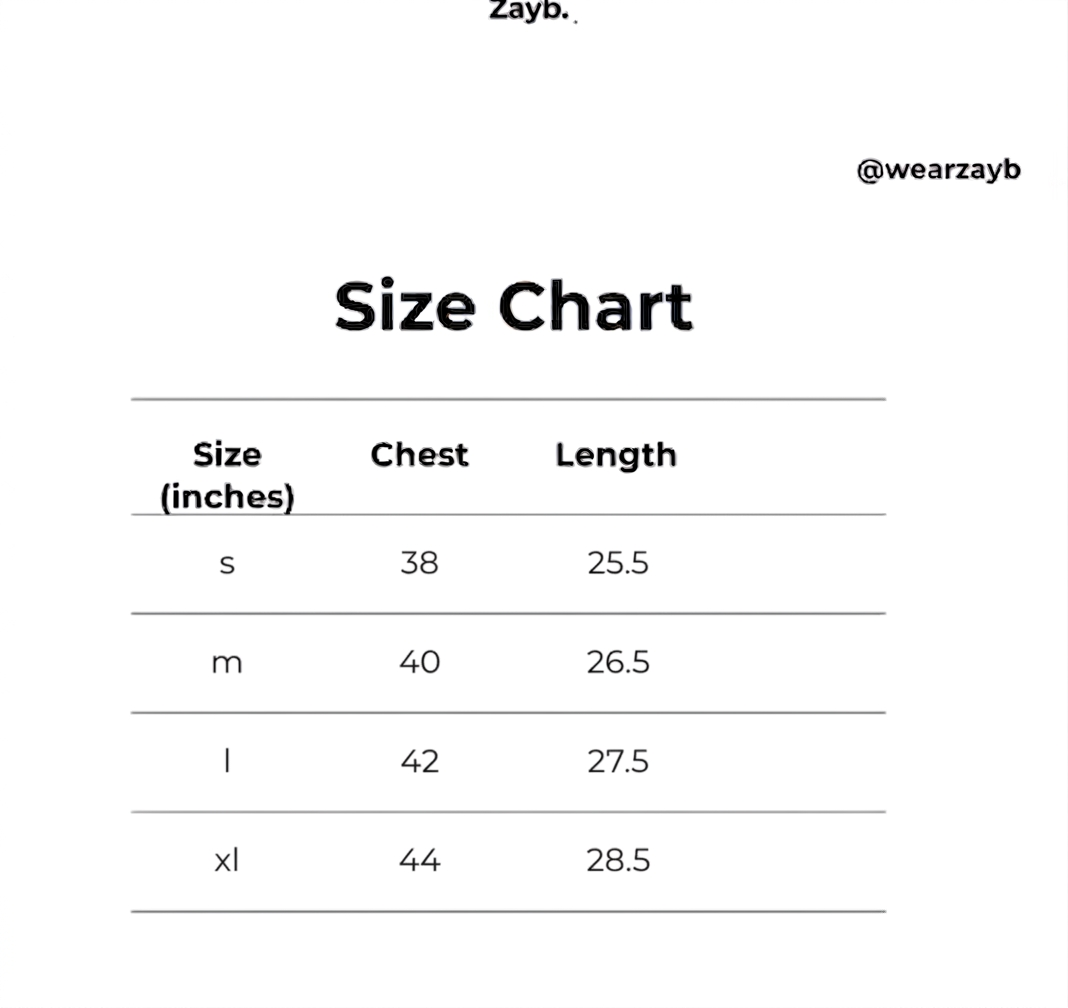 Size chart