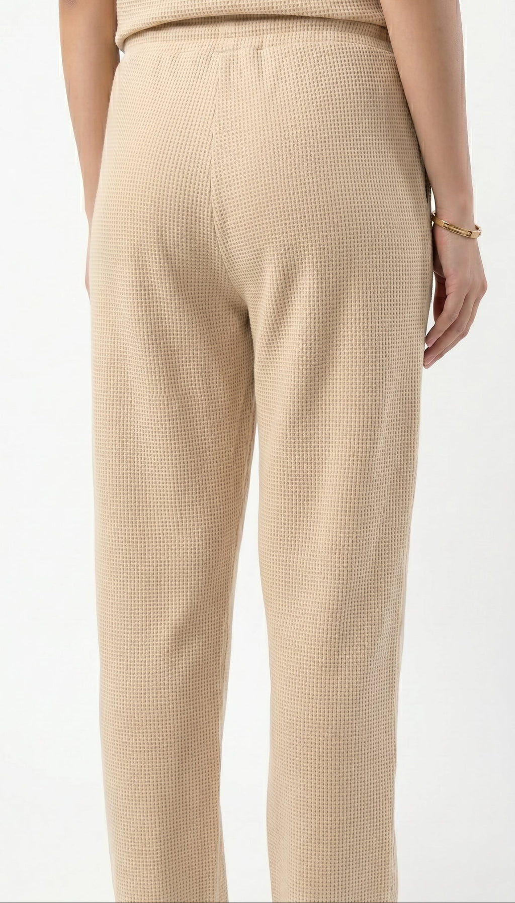 Women's Signature Waffle-Knit Trousers-Cream