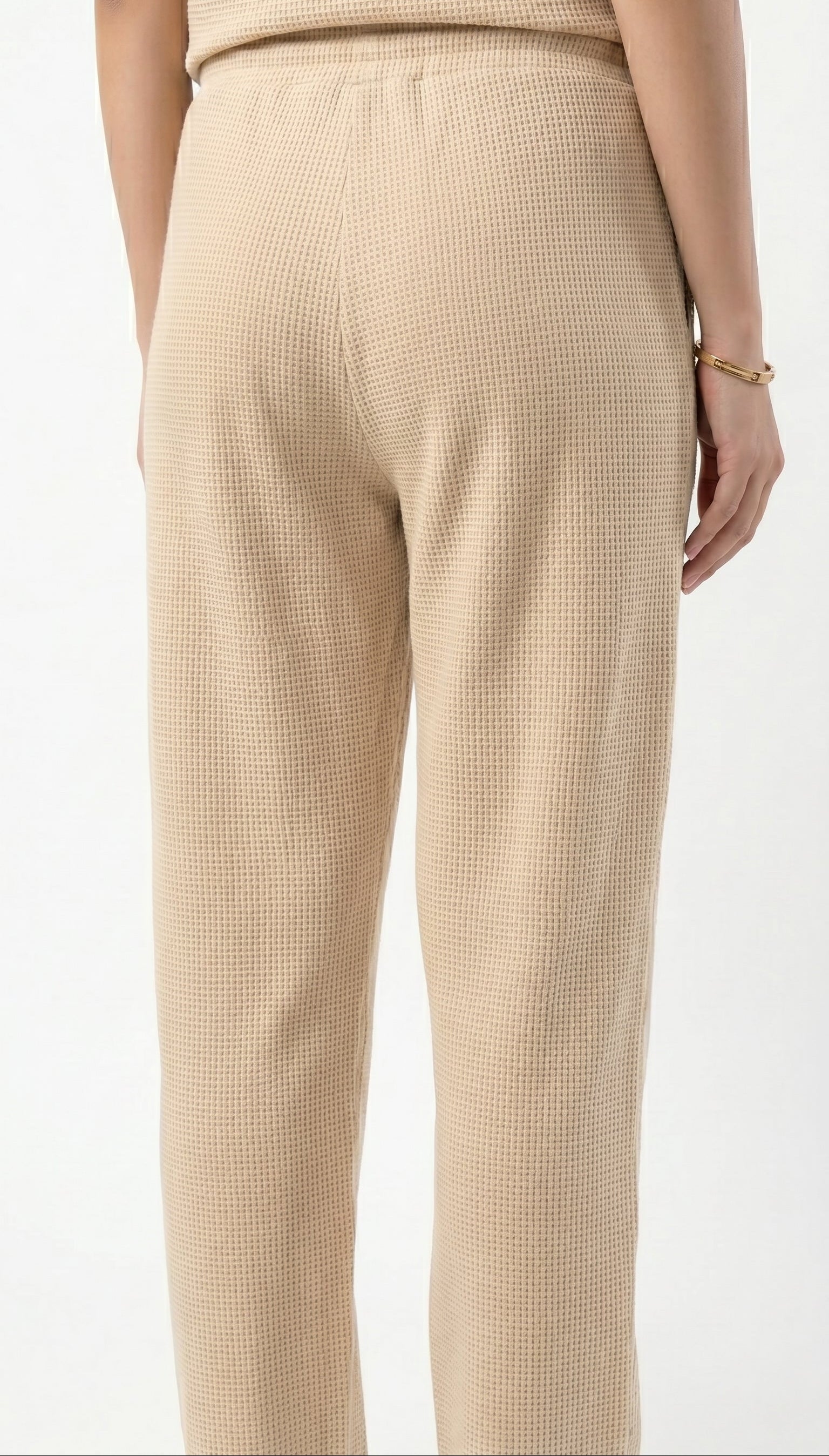 Women's Signature Waffle-Knit Trousers-Cream