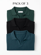 Drop Needle Polos Pack of 3 in Nordic Blue, Black and Pine Green