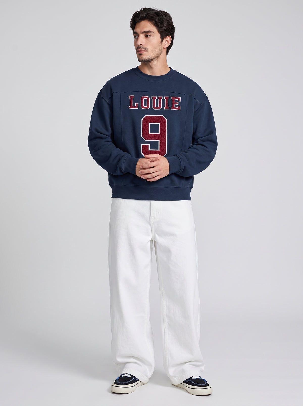 Men's Louie 9 Sweatshirt in Navy - Zayb