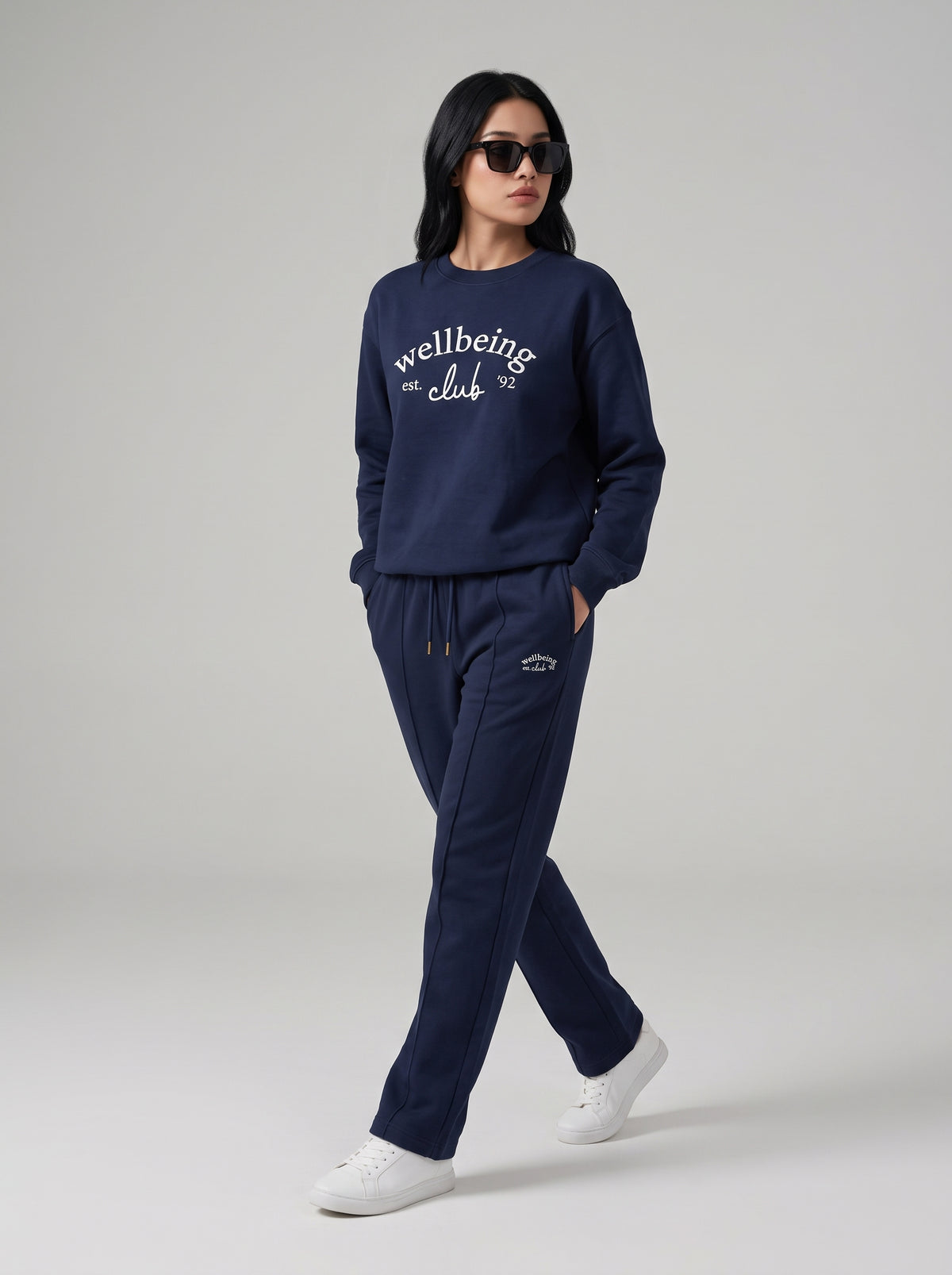 Women's Wellbeing Sweatshirt and Trouser in Navy - Zayb