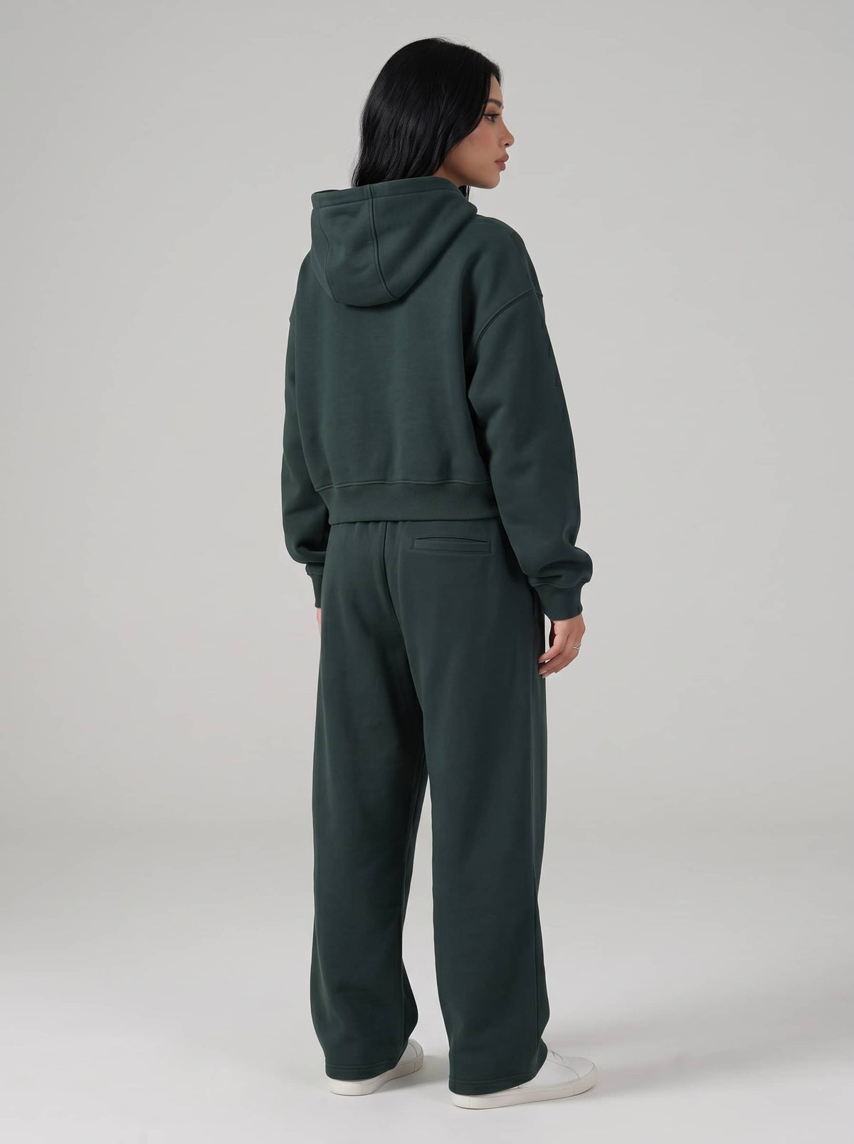 Women's HD Print Hoodie and Trouser in Dark Green - Zayb
