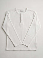 Long Sleeve Ribbed Henley - White