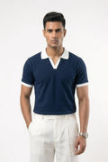 Men's Contrast Polo - Navy