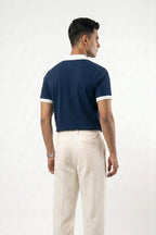 Men's Contrast Polo - Navy
