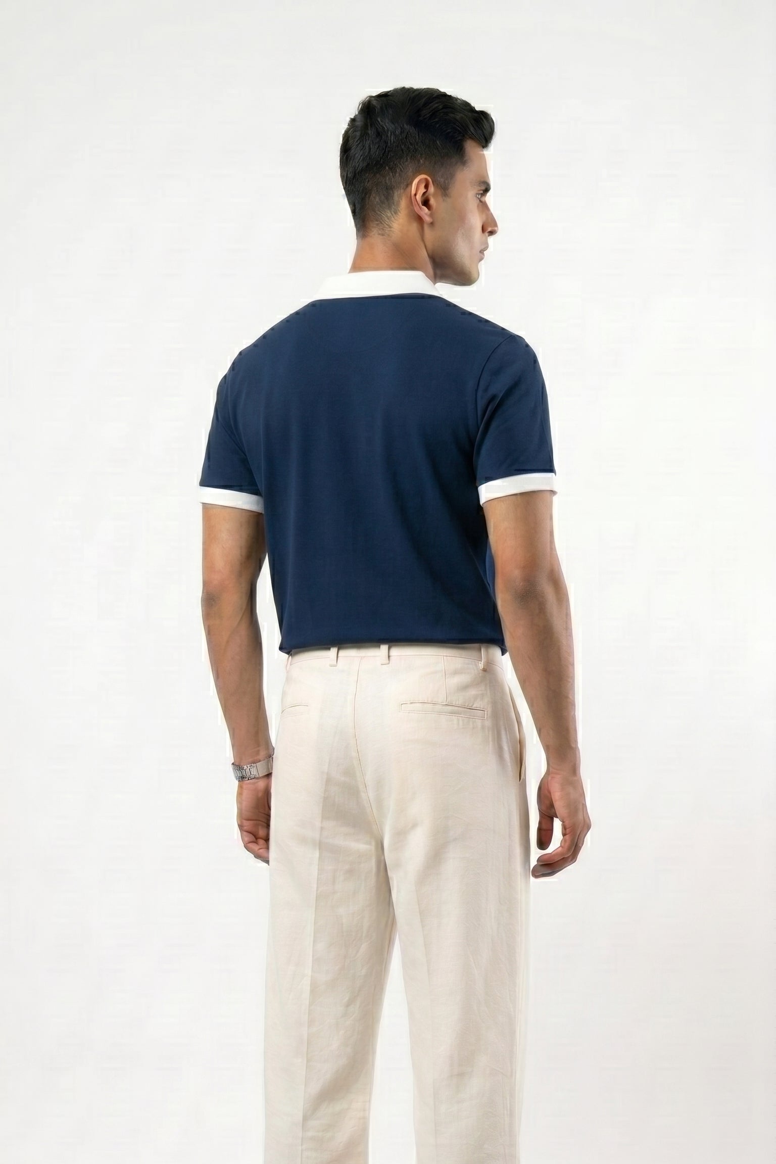 Men's Contrast Polo - Navy