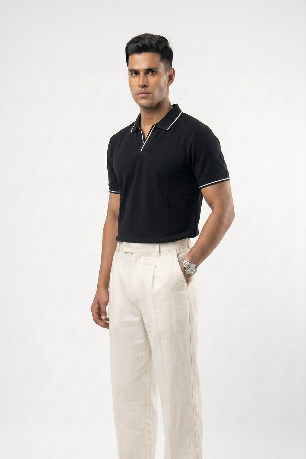 Men's Tipped Polo - Black