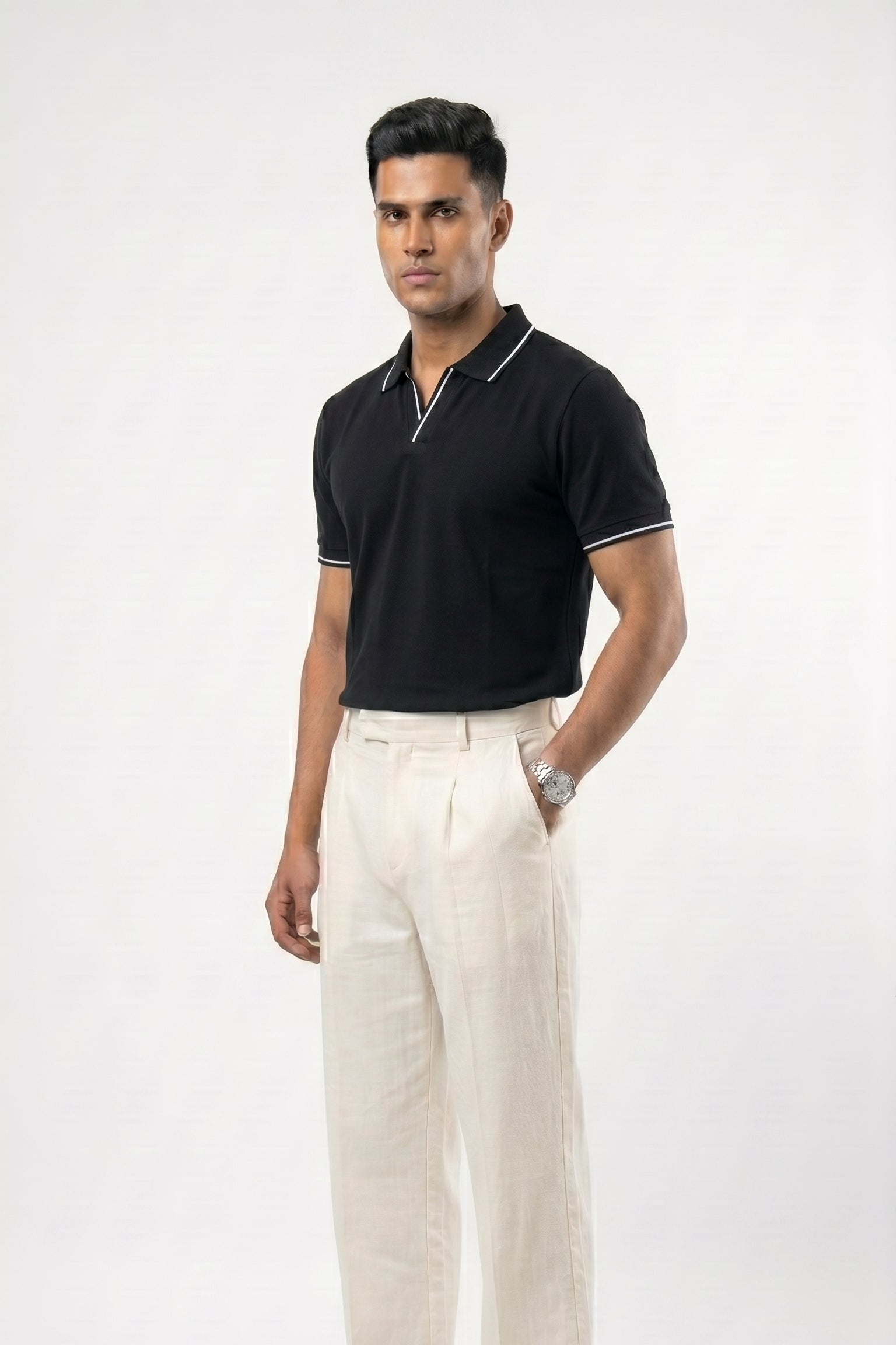Men's Tipped Polo - Black