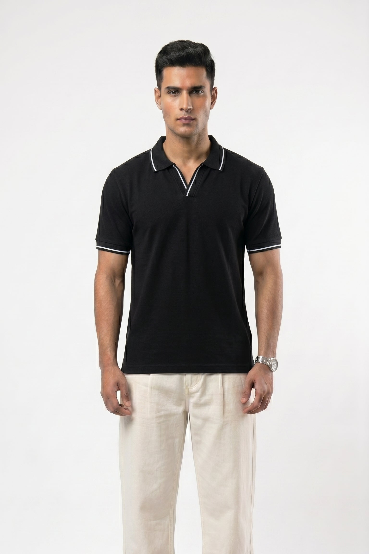 Men's Tipped Polo - Black