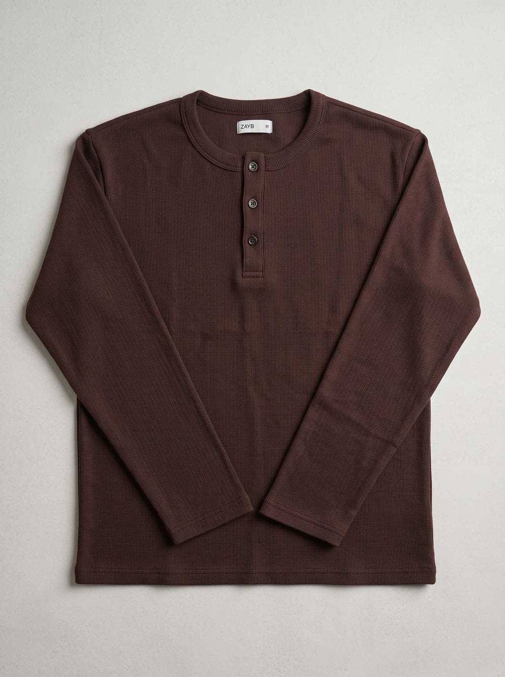 Long Sleeve Ribbed Henley - Hazel